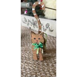 Vintage Kurt Adler wood cat hanging ornament 1991